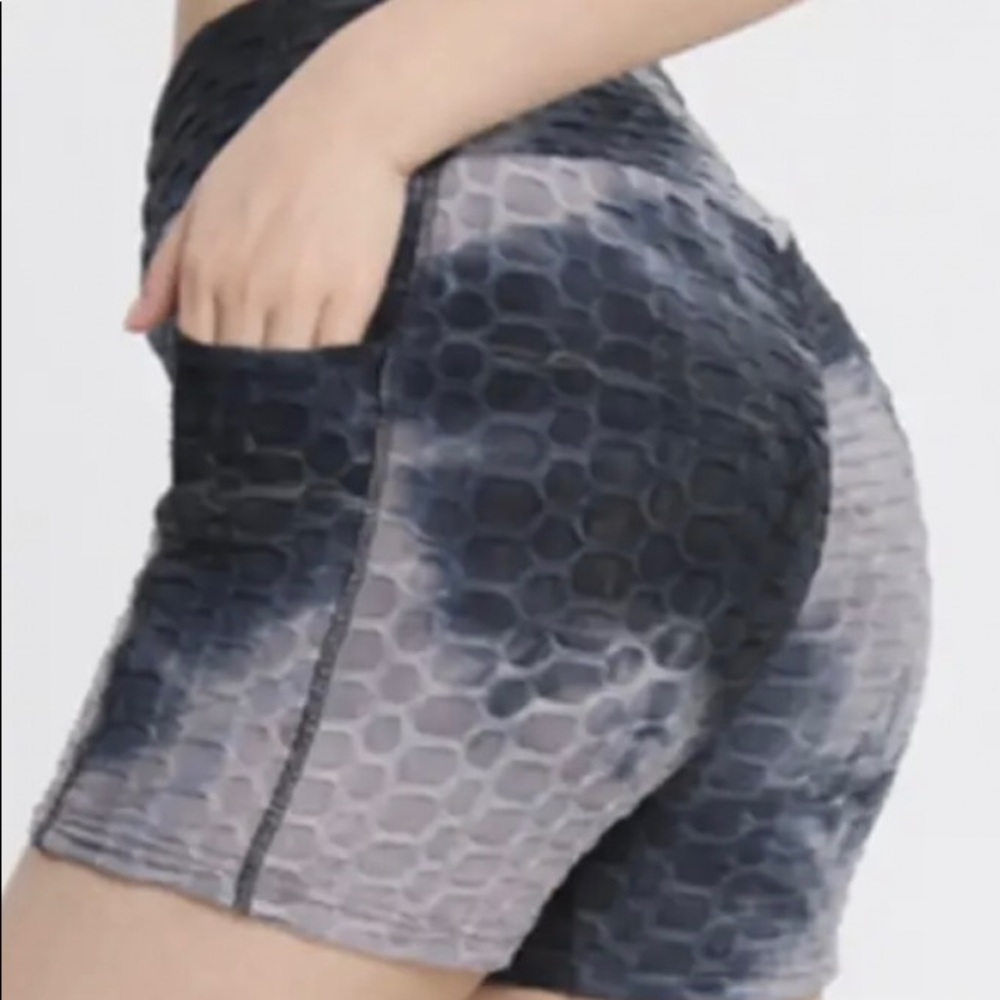 High Waist Tye-Dye Bubble Shorts With Side Pockets